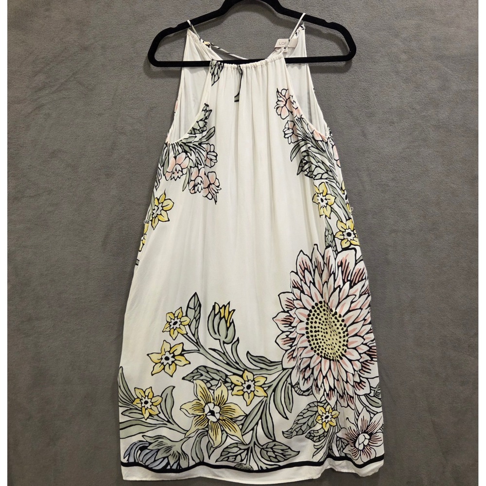 Loft Floral Halter Shift Maxi Dress Women's Size XS Lined Boho Cottagecore